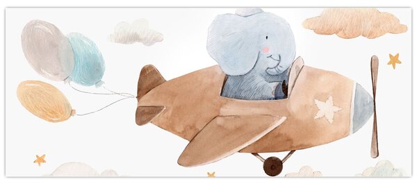 Slika - Akvarel slon u avionu (120x50 cm)