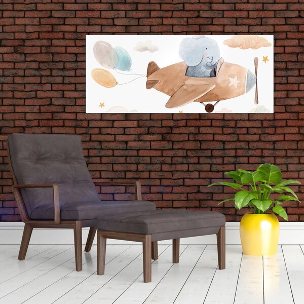 Slika - Akvarel slon u avionu (120x50 cm)