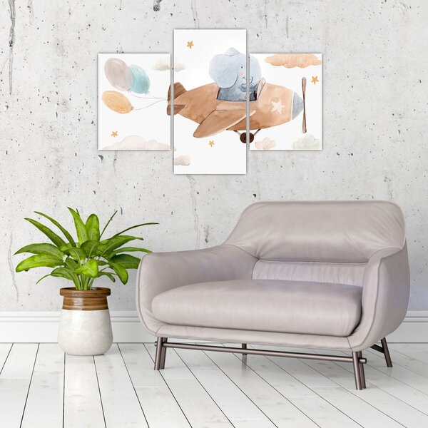 Slika - Akvarel slon u avionu (90x60 cm)