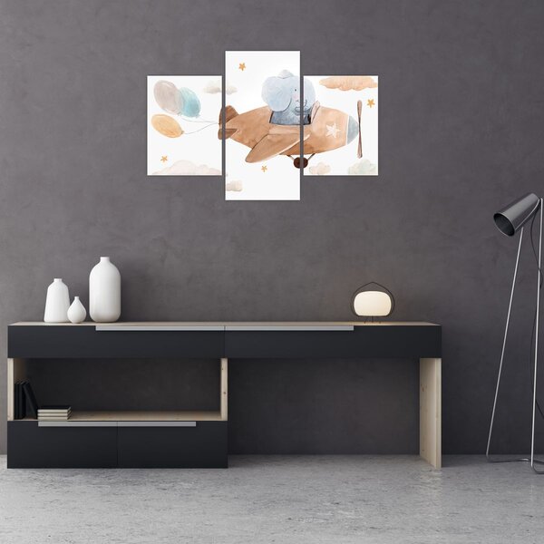 Slika - Akvarel slon u avionu (90x60 cm)