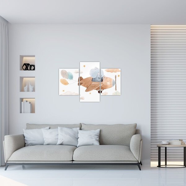 Slika - Akvarel slon u avionu (90x60 cm)