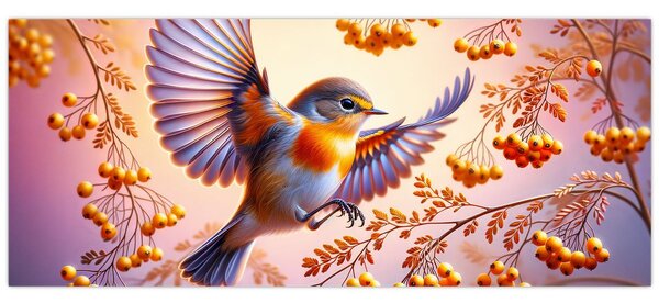 Slika - Ptica s jarebikom (120x50 cm)