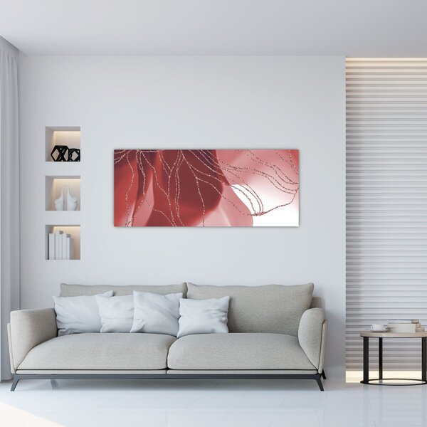 Slika - Crveni apstraktni cvijet N⁰1 (120x50 cm)