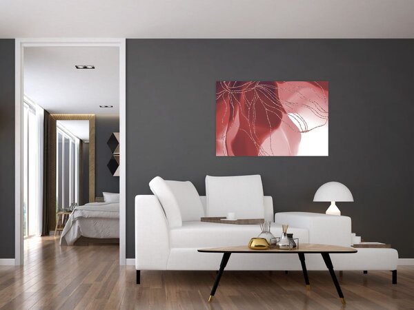 Slika - Crveni apstraktni cvijet N⁰1 (90x60 cm)