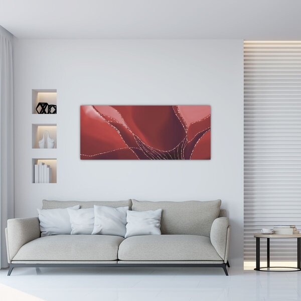 Slika - Crveni apstraktni cvijet N⁰2 (120x50 cm)