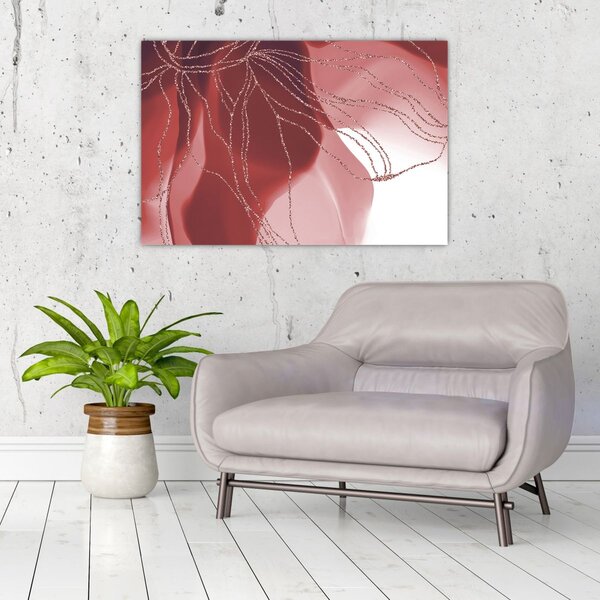 Slika - Crveni apstraktni cvijet N⁰1 (90x60 cm)