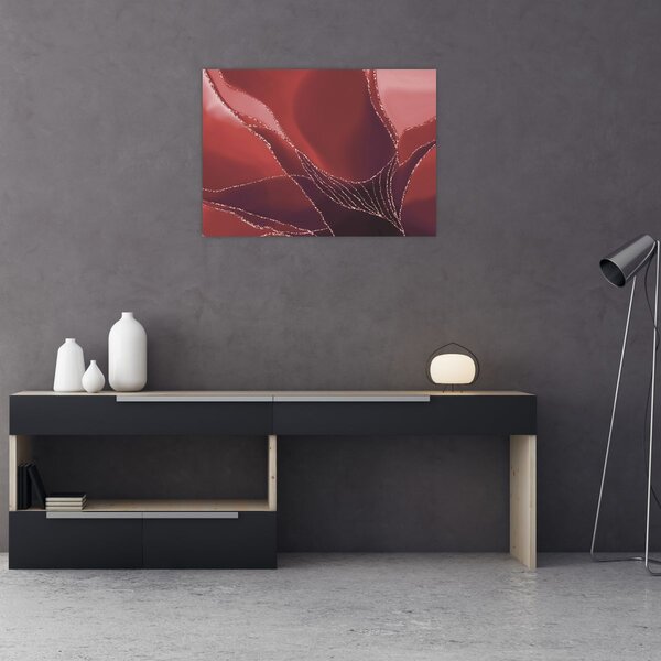 Slika - Crveni apstraktni cvijet N⁰2 (70x50 cm)
