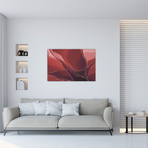 Slika - Crveni apstraktni cvijet N⁰2 (90x60 cm)