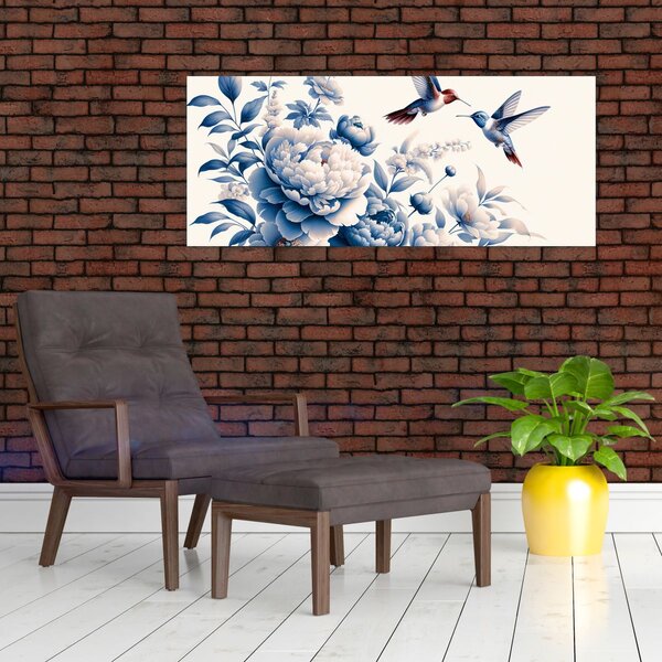 Slika - Kolibri iznad cvijeta (120x50 cm)