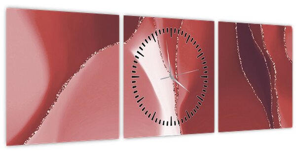 Slika - Crveni apstraktni cvijet N⁰3 (sa satom) (90x30 cm)