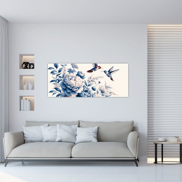 Slika - Kolibri iznad cvijeta (120x50 cm)