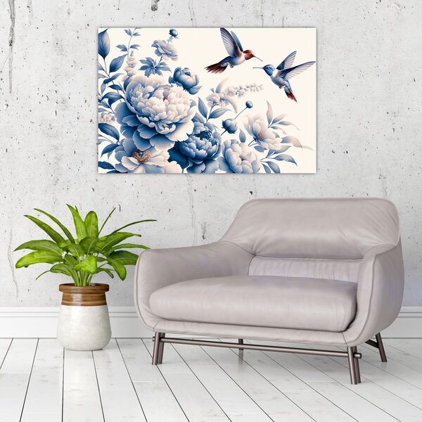 Slika - Kolibri iznad cvijeta (90x60 cm)