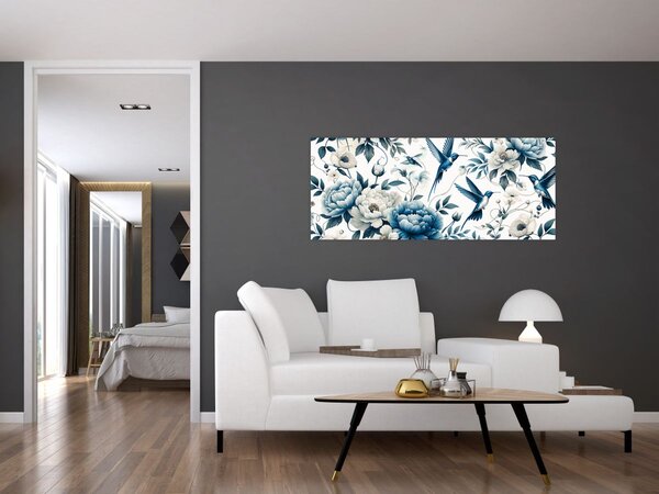 Slika - Kolibri s cvijećem (120x50 cm)