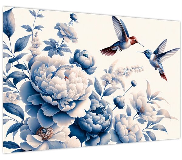 Slika - Kolibri iznad cvijeta (90x60 cm)