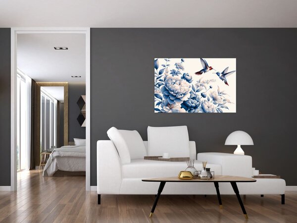 Slika - Kolibri iznad cvijeta (90x60 cm)