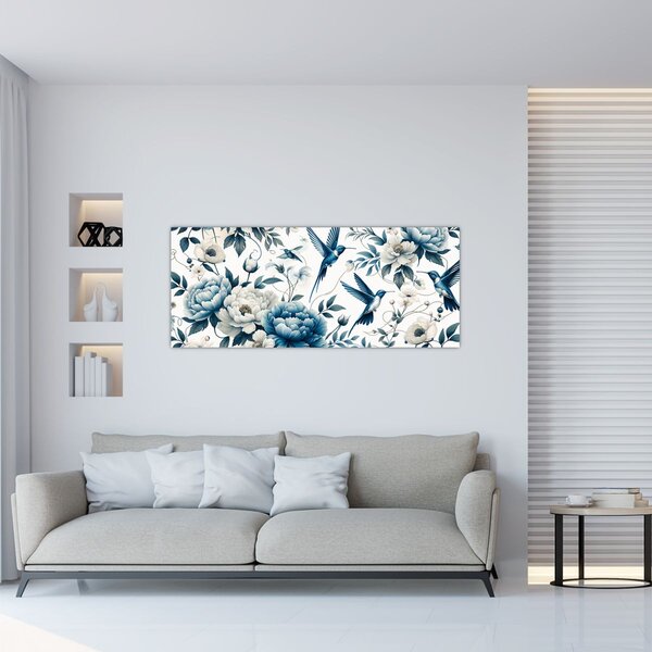 Slika - Kolibri s cvijećem (120x50 cm)