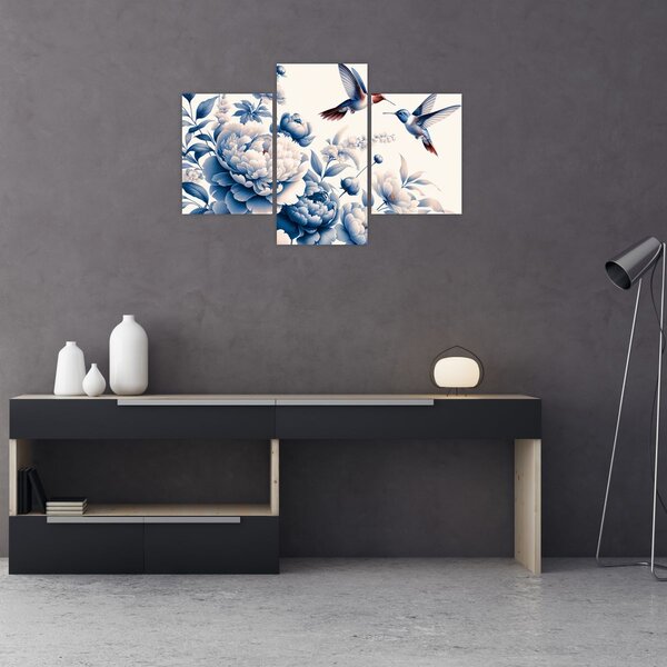 Slika - Kolibri iznad cvijeta (90x60 cm)
