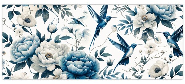 Slika - Kolibri s cvijećem (120x50 cm)