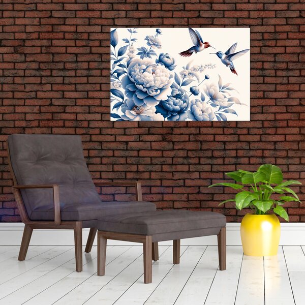 Slika - Kolibri iznad cvijeta (90x60 cm)