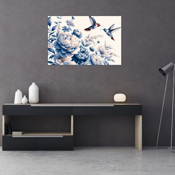 Slika - Kolibri iznad cvijeta (90x60 cm)