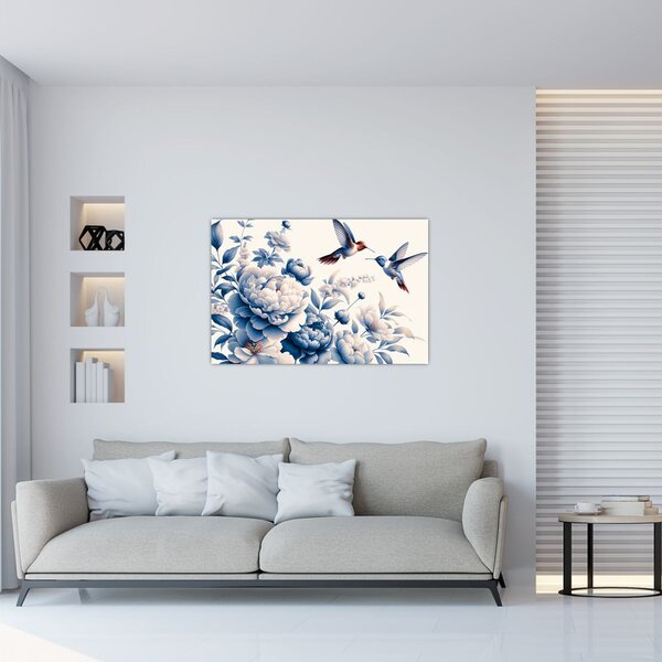 Slika - Kolibri iznad cvijeta (90x60 cm)