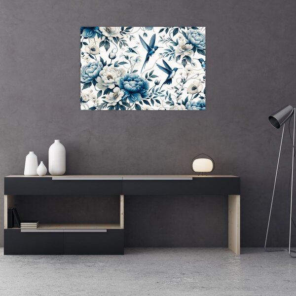 Slika - Kolibri s cvijećem (90x60 cm)