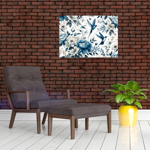 Slika - Kolibri s cvijećem (70x50 cm)