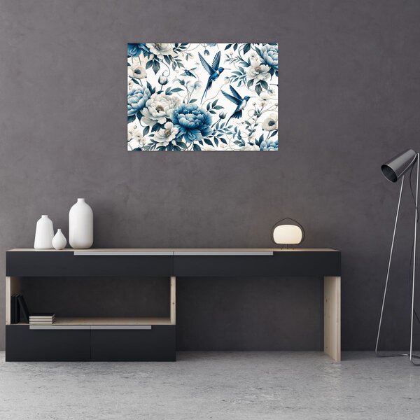 Slika - Kolibri s cvijećem (70x50 cm)