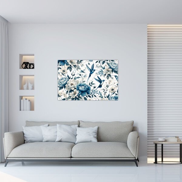 Slika - Kolibri s cvijećem (90x60 cm)