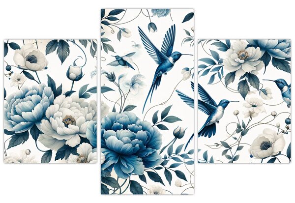 Slika - Kolibri s cvijećem (90x60 cm)