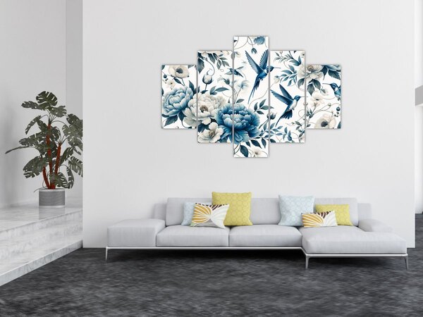 Slika - Kolibri s cvijećem (150x105 cm)