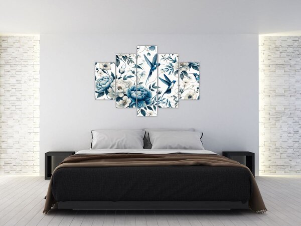Slika - Kolibri s cvijećem (150x105 cm)