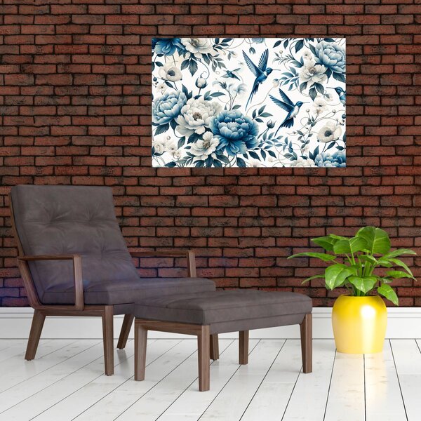 Slika - Kolibri s cvijećem (90x60 cm)