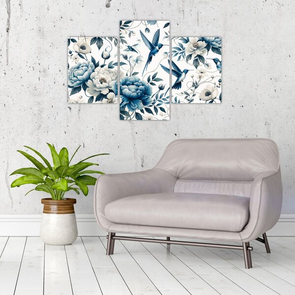 Slika - Kolibri s cvijećem (90x60 cm)