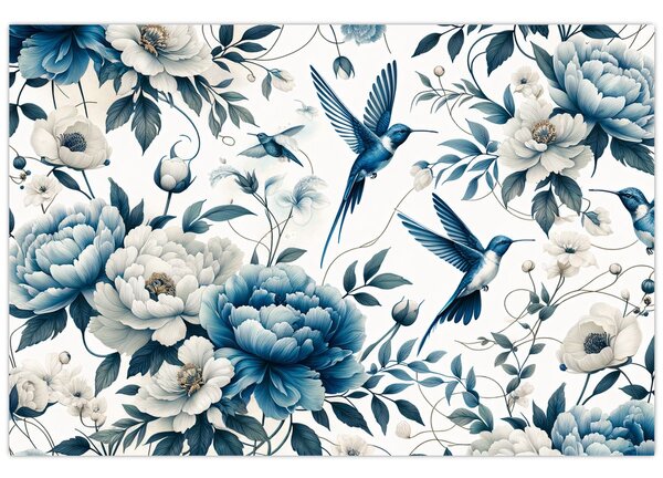 Slika - Kolibri s cvijećem (90x60 cm)