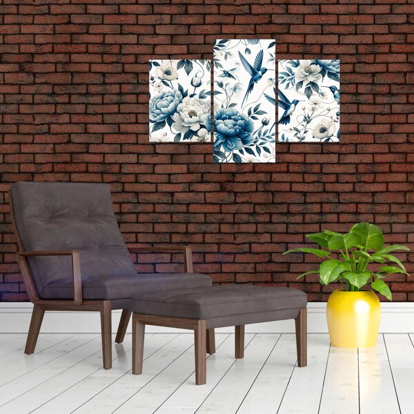 Slika - Kolibri s cvijećem (90x60 cm)