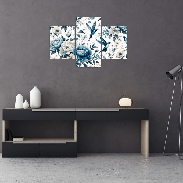 Slika - Kolibri s cvijećem (90x60 cm)