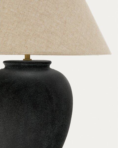 Crna/bež stolna lampa s tekstilnim sjenilom (visina 60 cm) Mercadal – Kave Home