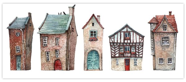 Slika - Kuće u akvarelu (120x50 cm)