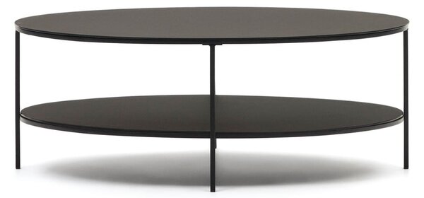 Crni stolić za kavu sa staklenom pločom stola 65x110 cm Fideia – Kave Home