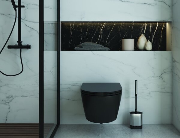Tamno siva WC četka od nehrđajućeg čelika Cleany – Metaltex