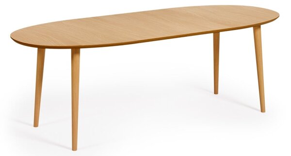 Proširiv blagovaonski stol u dekoru hrasta u prirodnoj boji 90x140 cm Oqui – Kave Home