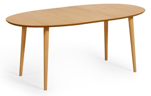 Proširiv blagovaonski stol u dekoru hrasta u prirodnoj boji 90x140 cm Oqui – Kave Home