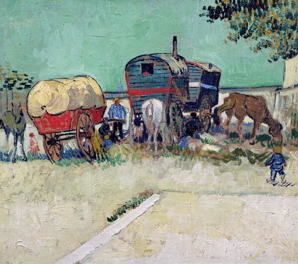 Vincent van Gogh - Reprodukcija umjetnosti The Caravans, Gypsy Encampment near Arles, 1888, (40 x 35 cm)