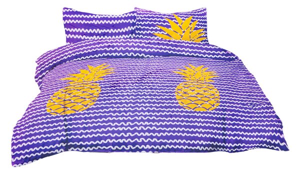 Posteljina od mikrovlakana PINEAPPLE ljubičasta Dimenzije posteljine: 2 kom 80 x 80 cm | 200 x 220 cm