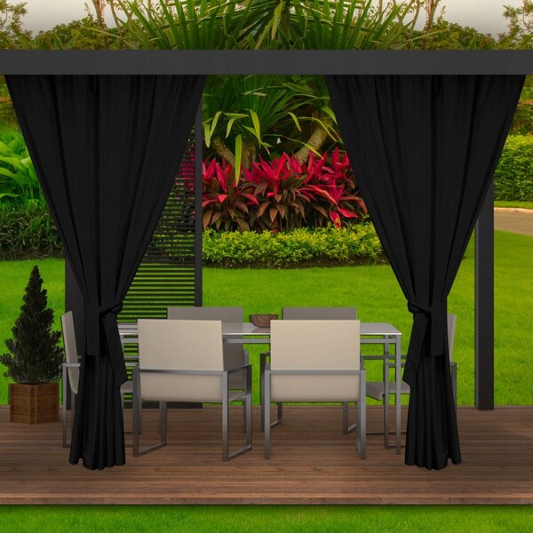 Moderne vanjske crne zavjese za vrtnu terasu 155 x 220 cm