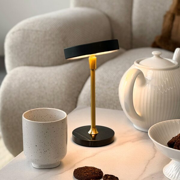 Stolne Lampa Dyberg Larsen, Moonlight, prigušiv, Crno, Dnevna soba, Kamen, Dizajn
