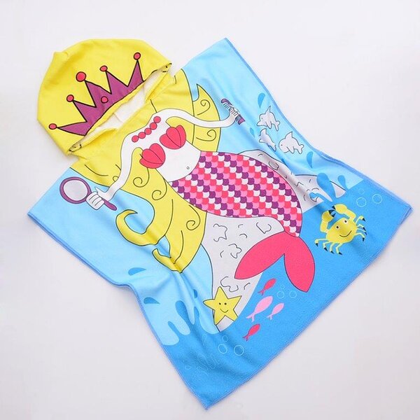 Dječiji pončo MORSKA PRINCEZA plavi 60 x 120 cm