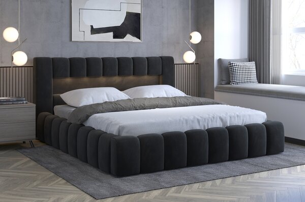 Zondo.hr Bračni krevet 140 cm Luxa (antracit) (s podnicom, prostorom za odlaganje i LED). Akcija -16%. 1041559