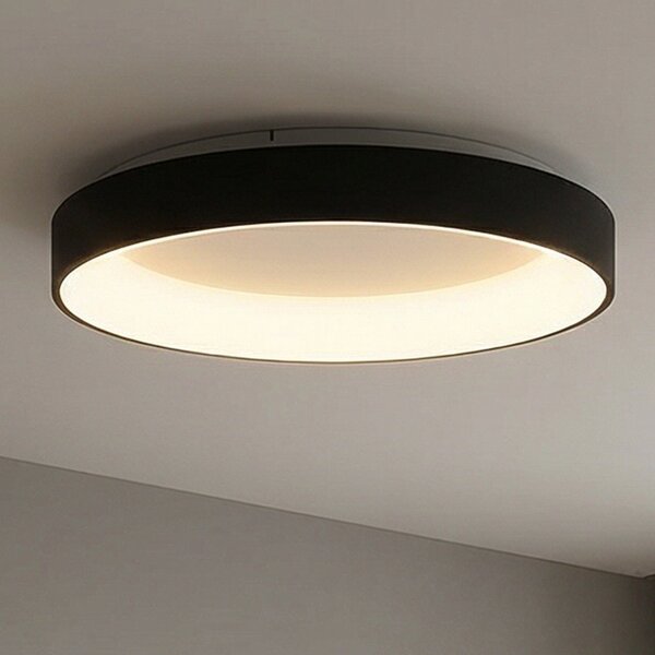 Mantra Iluminación LED stropna svjetiljka Niseko II CCT daljinski upravljač, Ø 38cm, crna, prigušiva, Crno, Dnevni boravak/blagovaonica, Aluminij